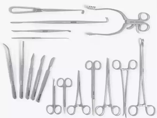 Surgical instruments Low-poly 3D model