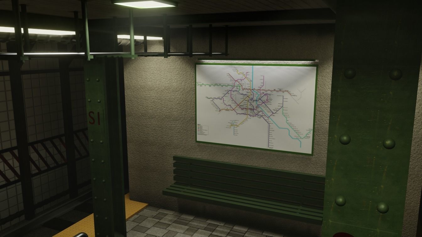 Subway Station Free low-poly 3D model_7