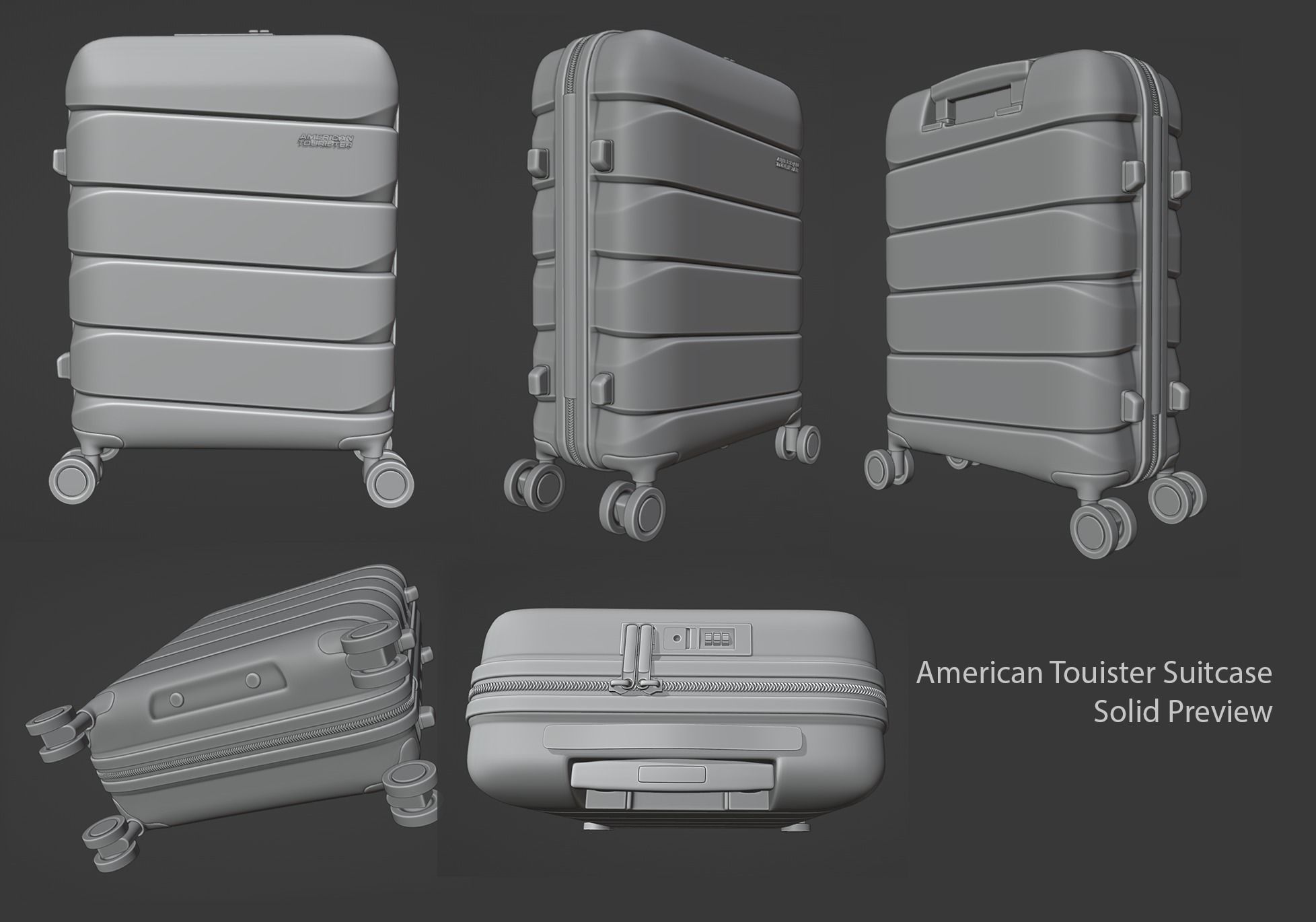 American Tourister Suitcase 4K UDIMs Texture 3D model_5