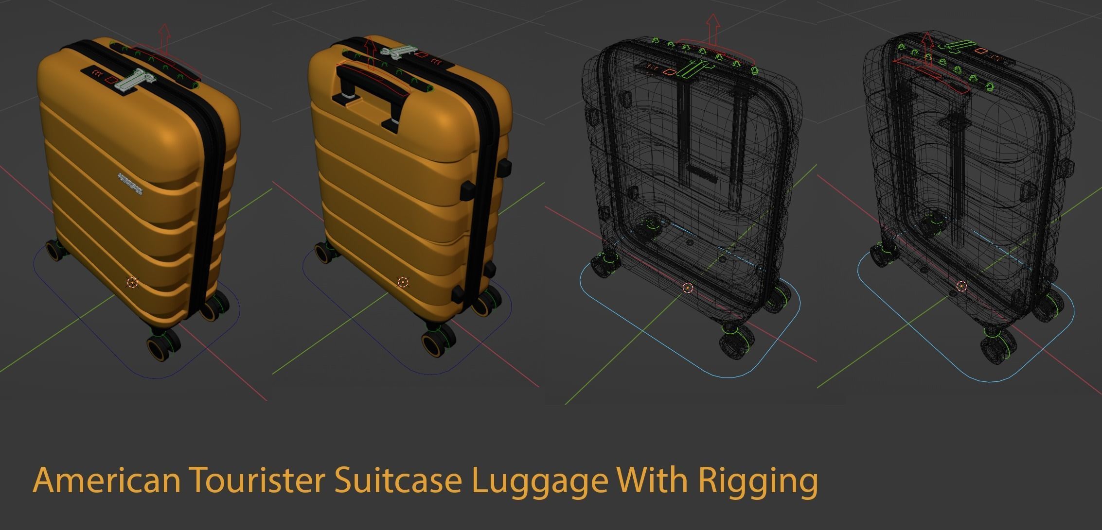 American Tourister Suitcase 4K UDIMs Texture 3D model_4