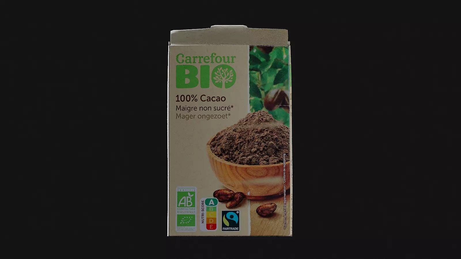 Organic cocoa powder carton box 3D model