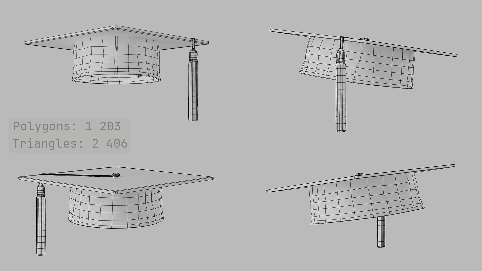 Academic Hat Free low-poly 3D model_12