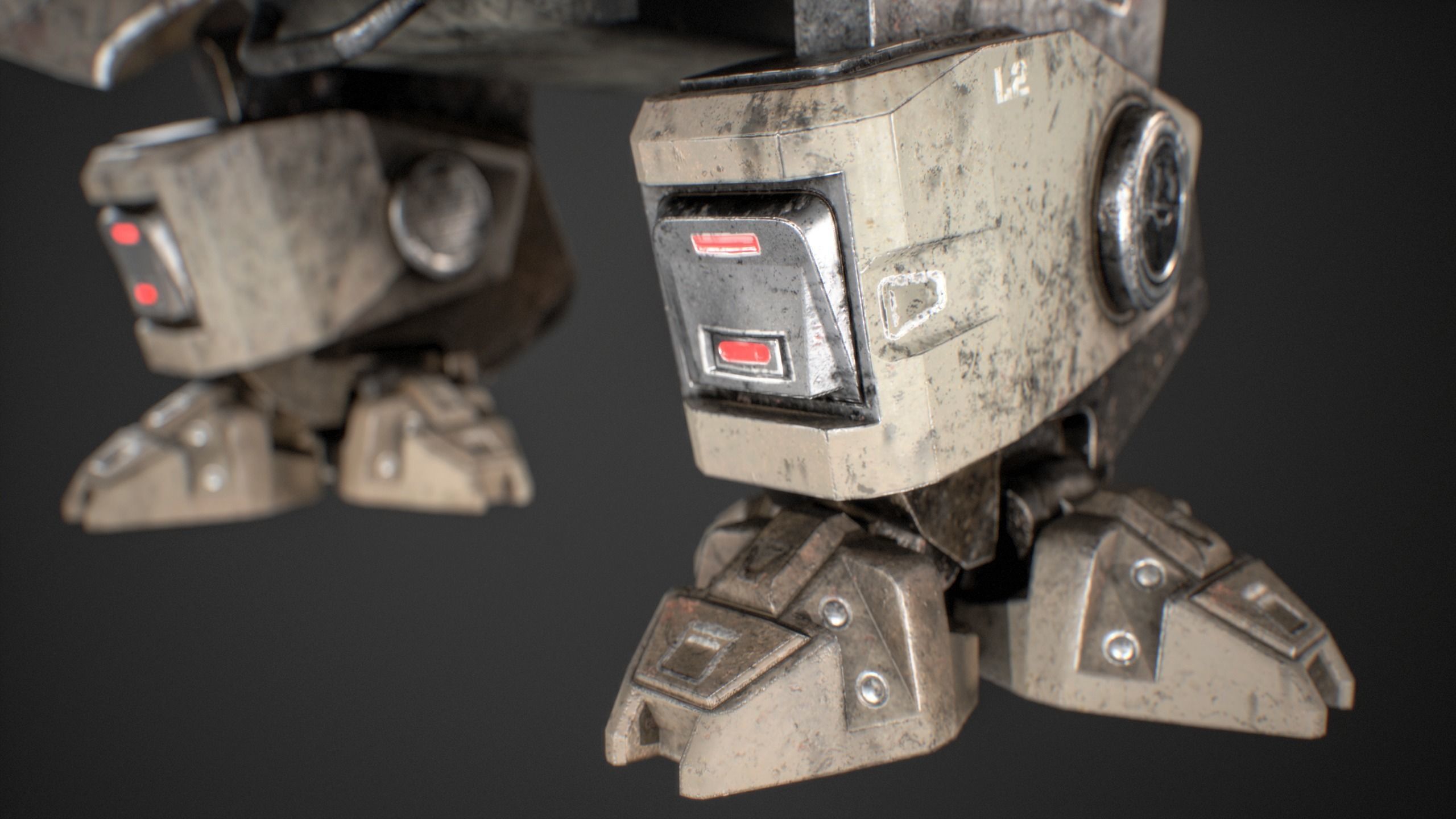 Low Poly Robot Rhino  Low-poly 3D model_6