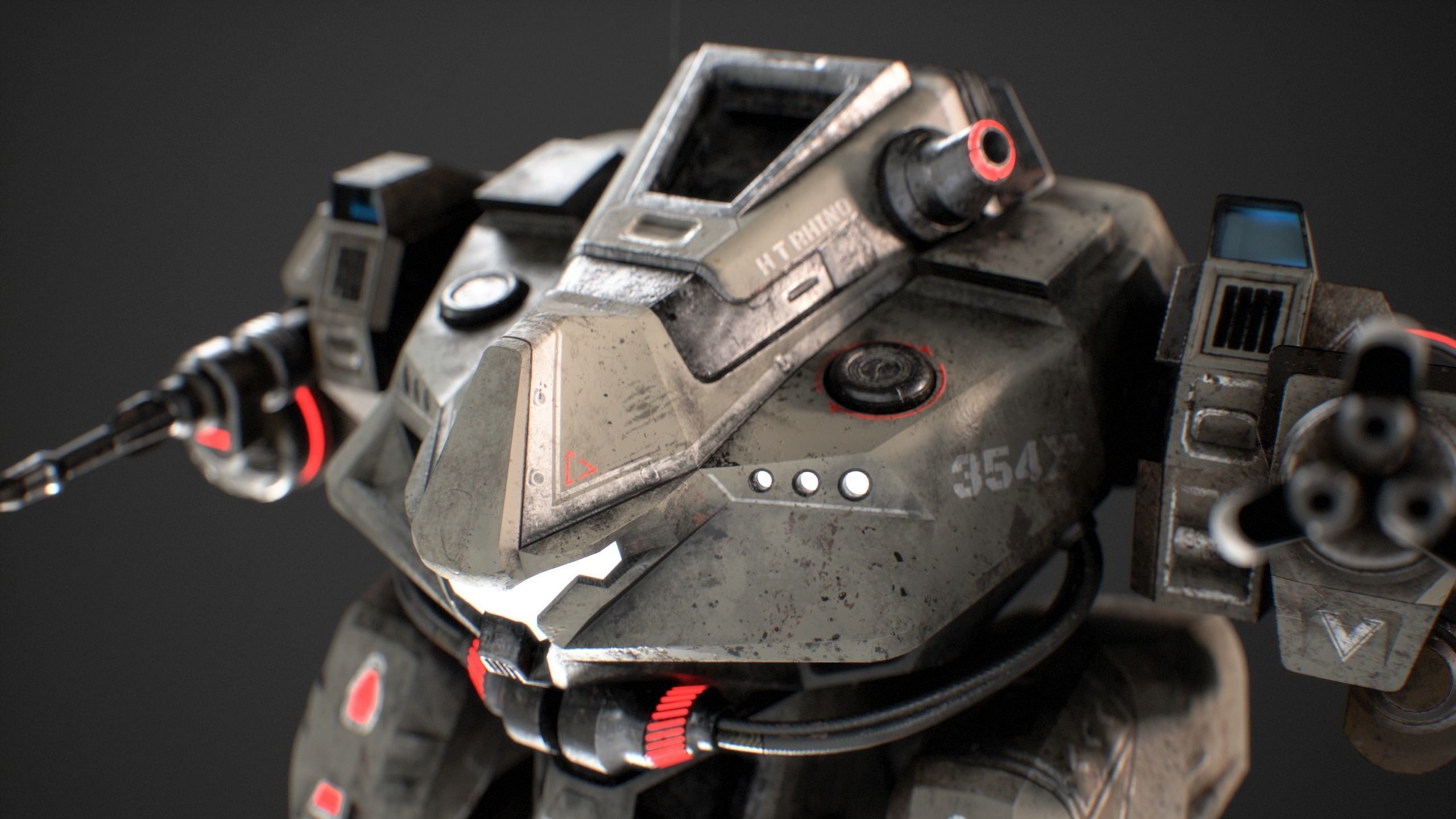 Low Poly Robot Rhino  Low-poly 3D model_8