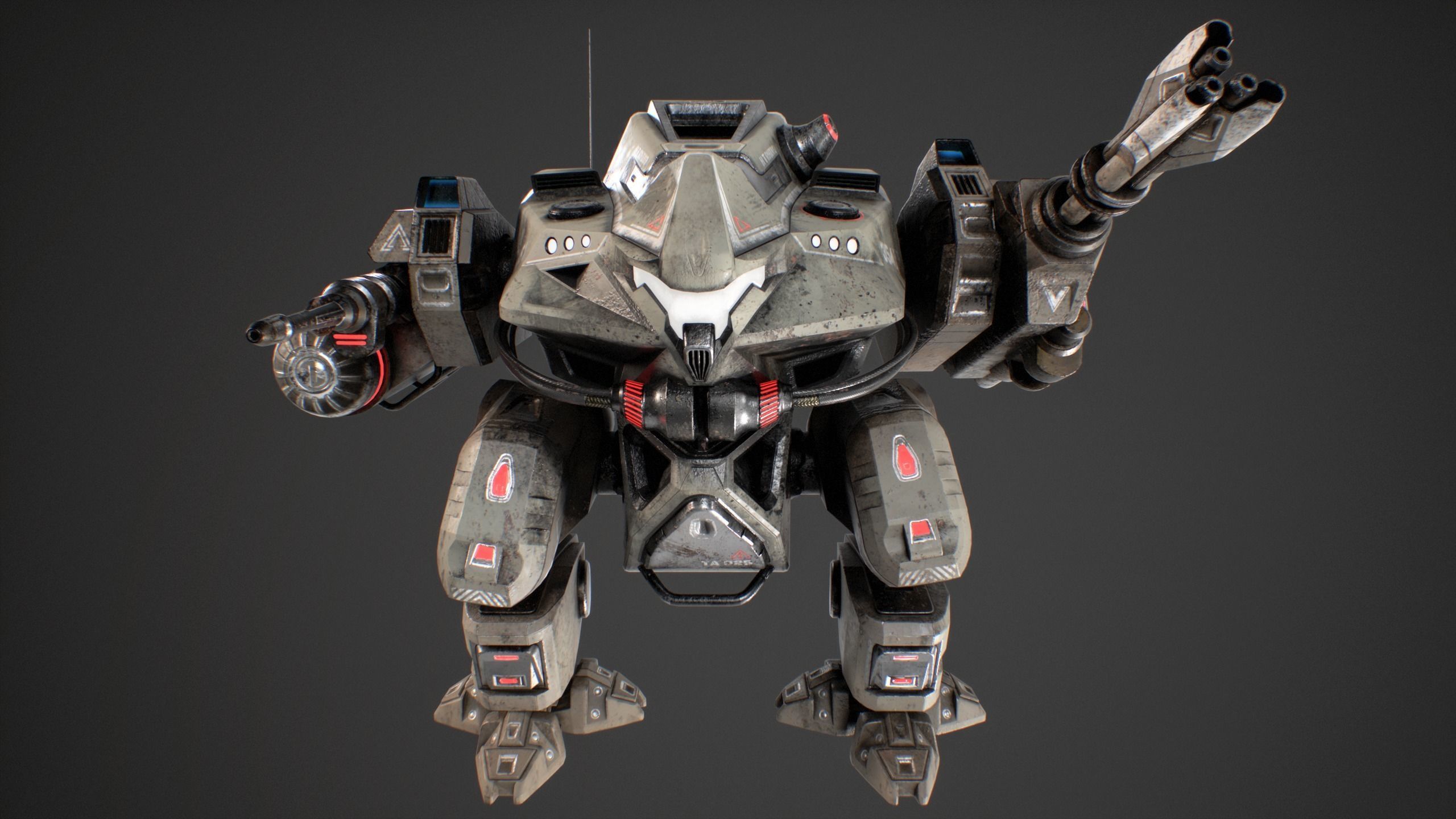 Low Poly Robot Rhino  Low-poly 3D model_3