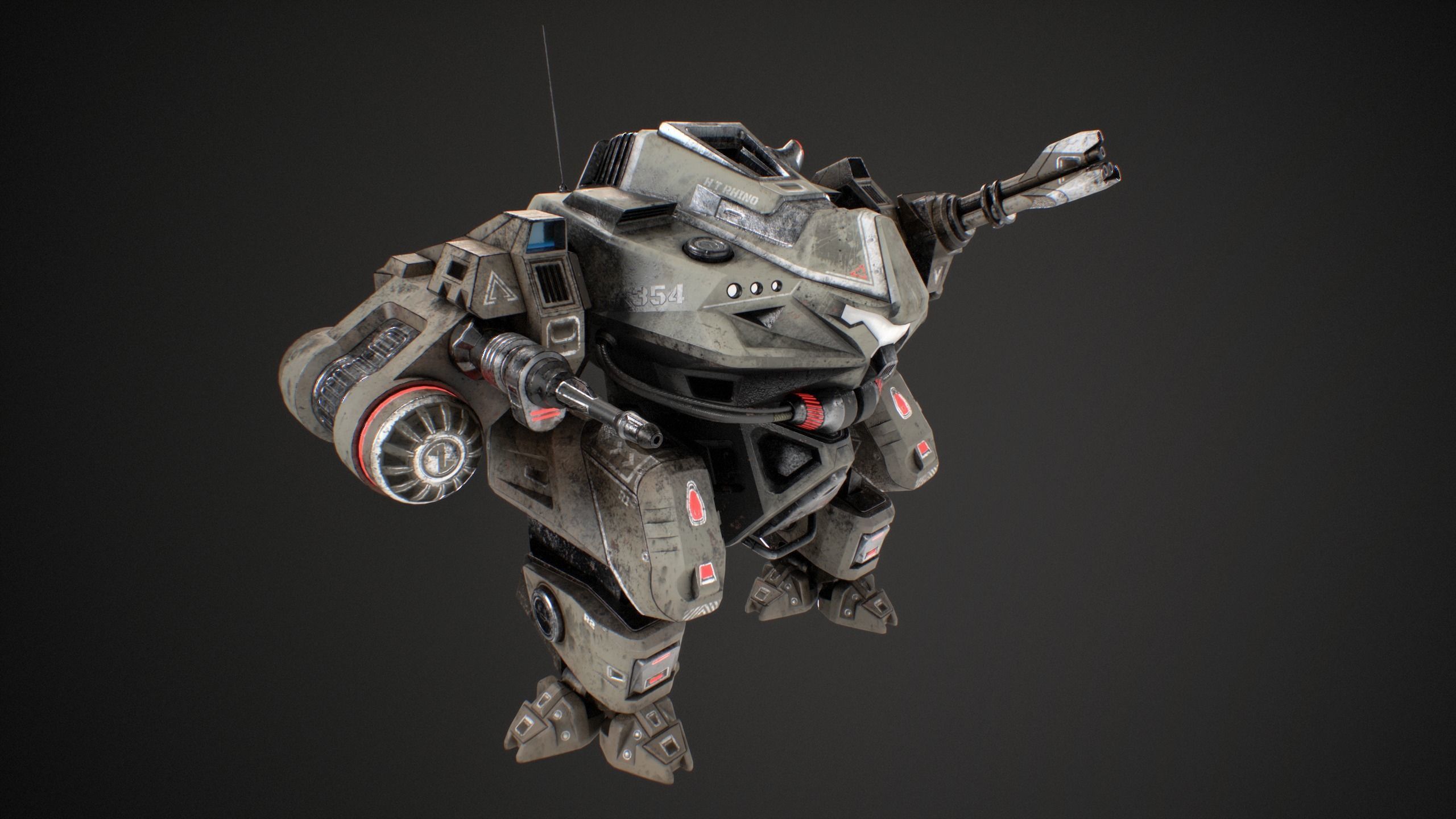 Low Poly Robot Rhino  Low-poly 3D model_2