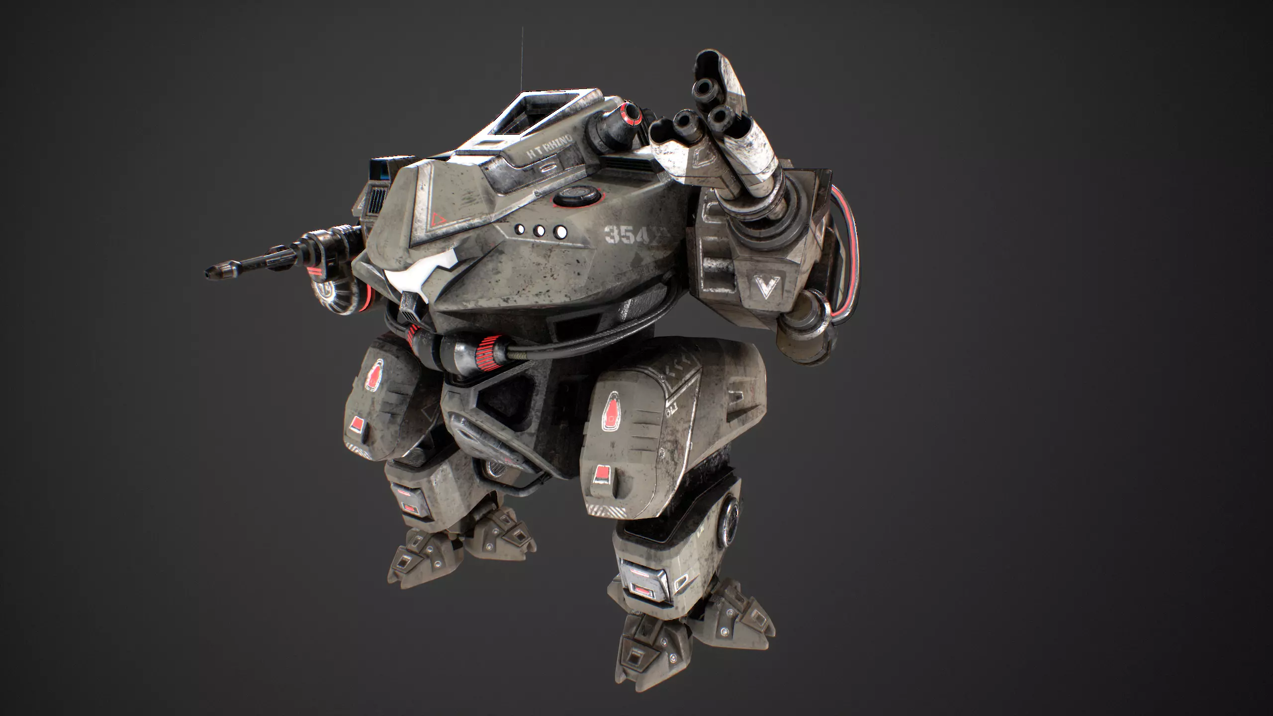Low Poly Robot Rhino  Low-poly 3D model_0