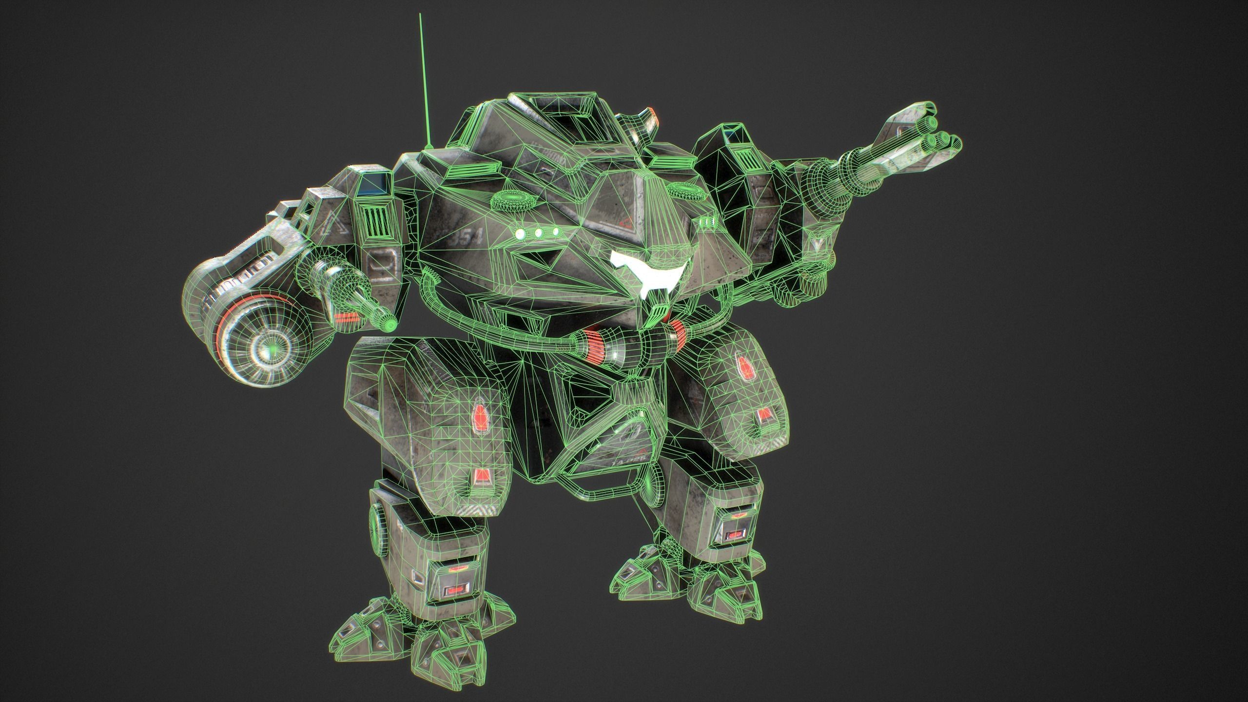 Low Poly Robot Rhino  Low-poly 3D model_9