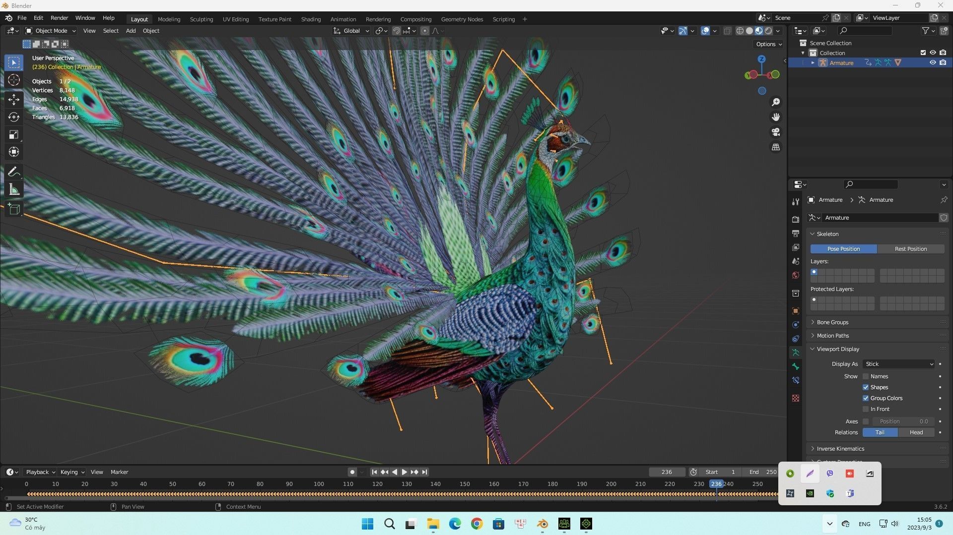 Peacock A3 3D model_12