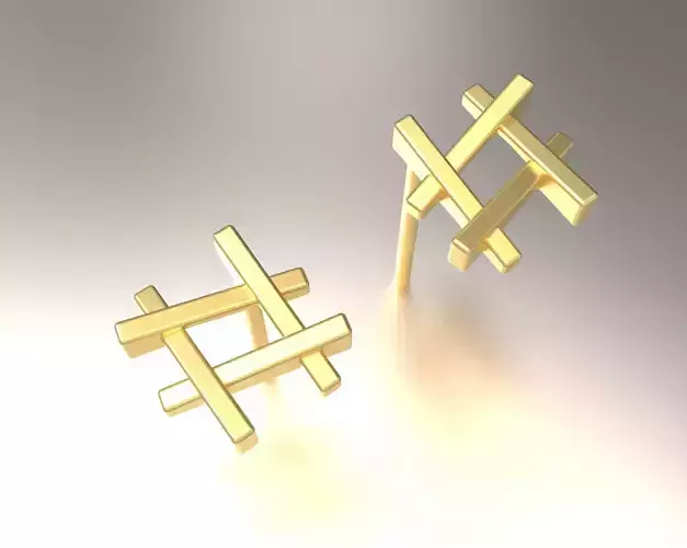 Minimalist Hashtag Earring