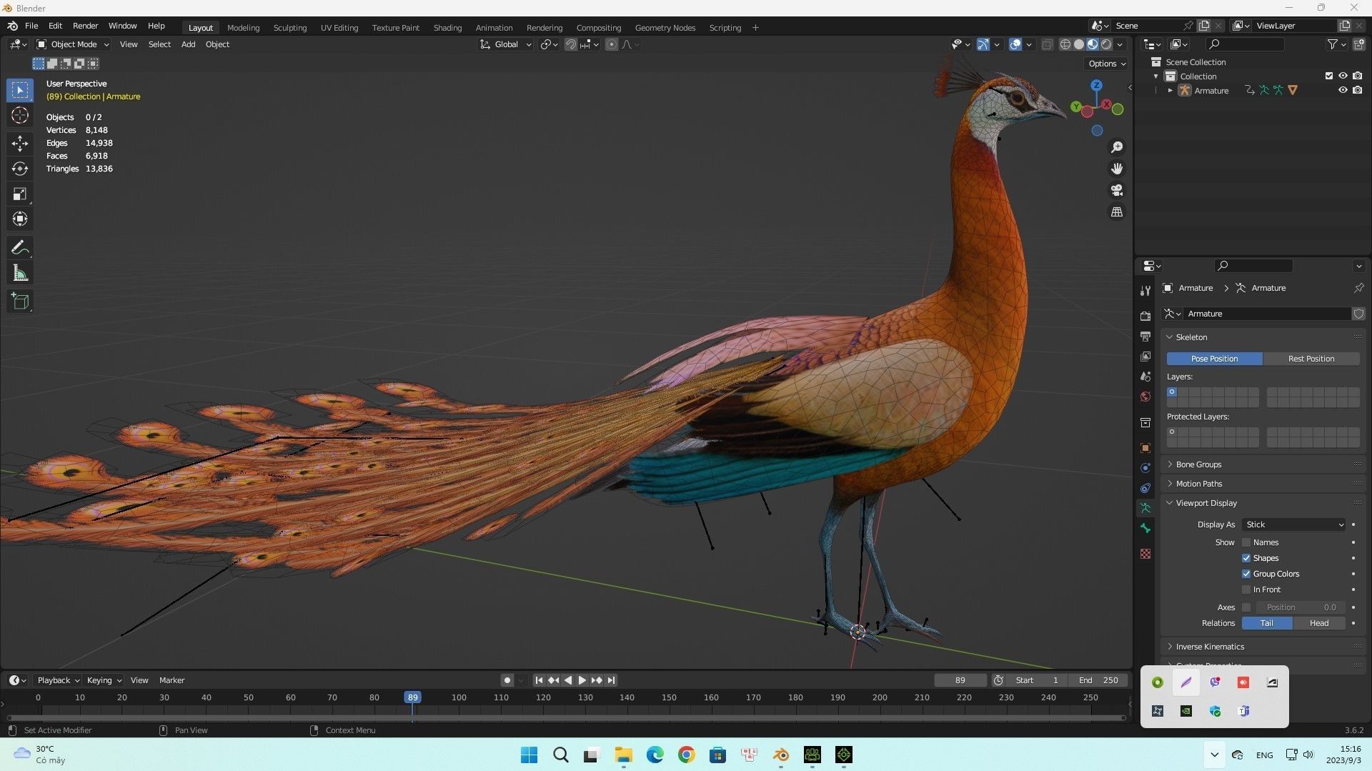 Peacock A4 3D model_12