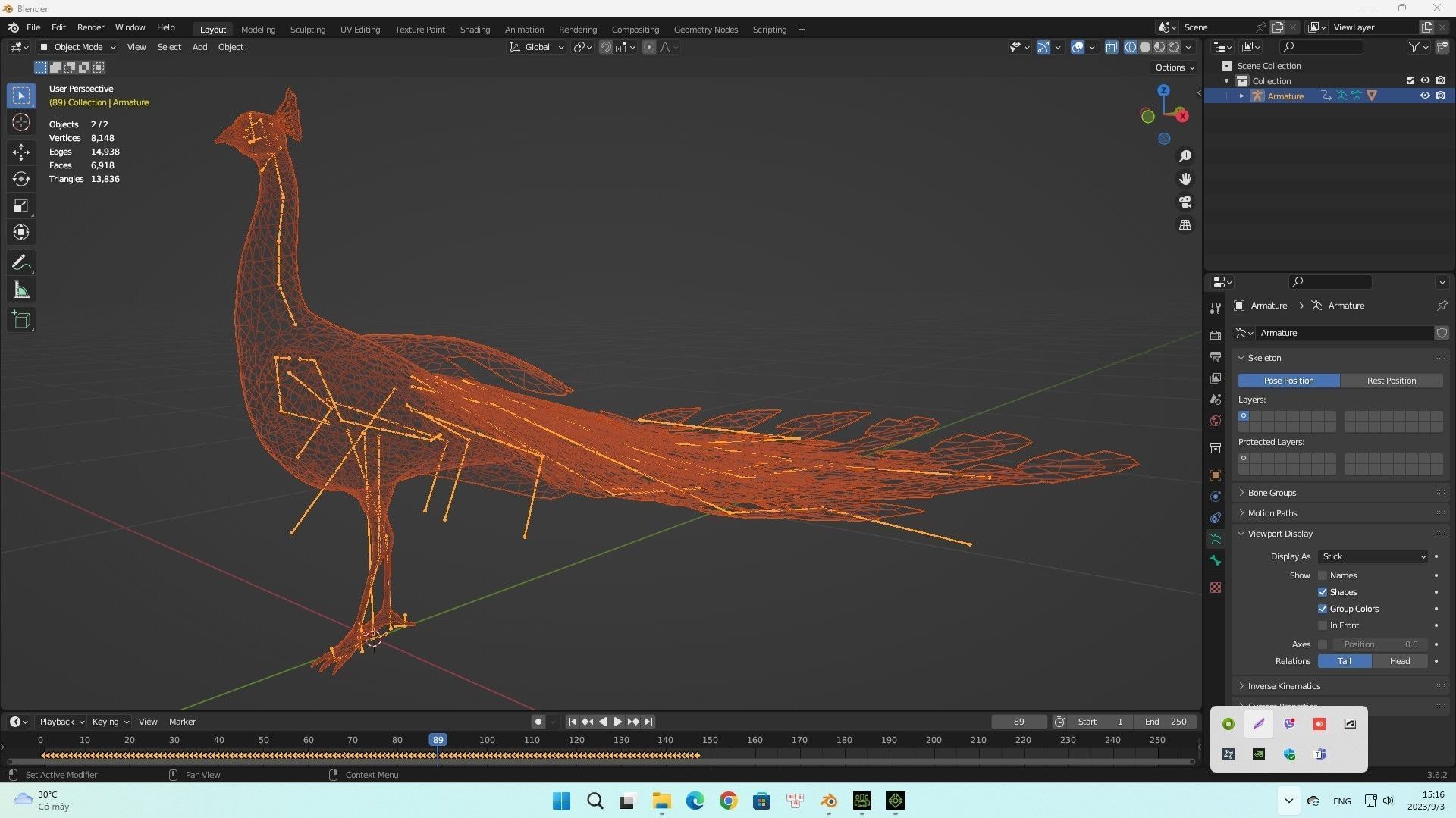 Peacock A4 3D model_11
