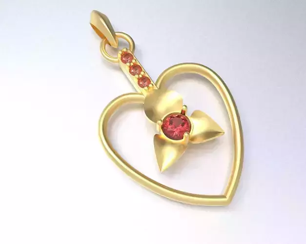 Heart with Flower Pendant