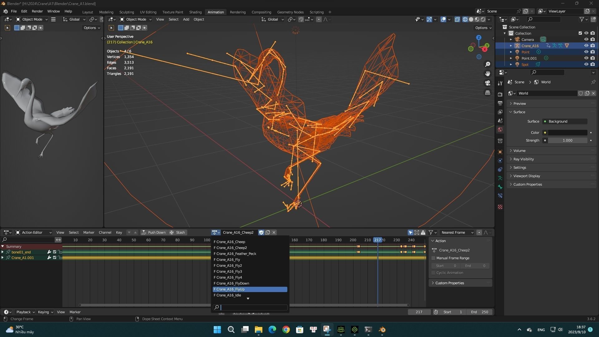 Crane Bird A1 3D model_8
