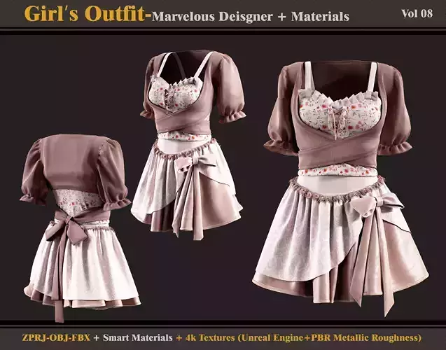 Girls Outfit-Models-Materials-Textures