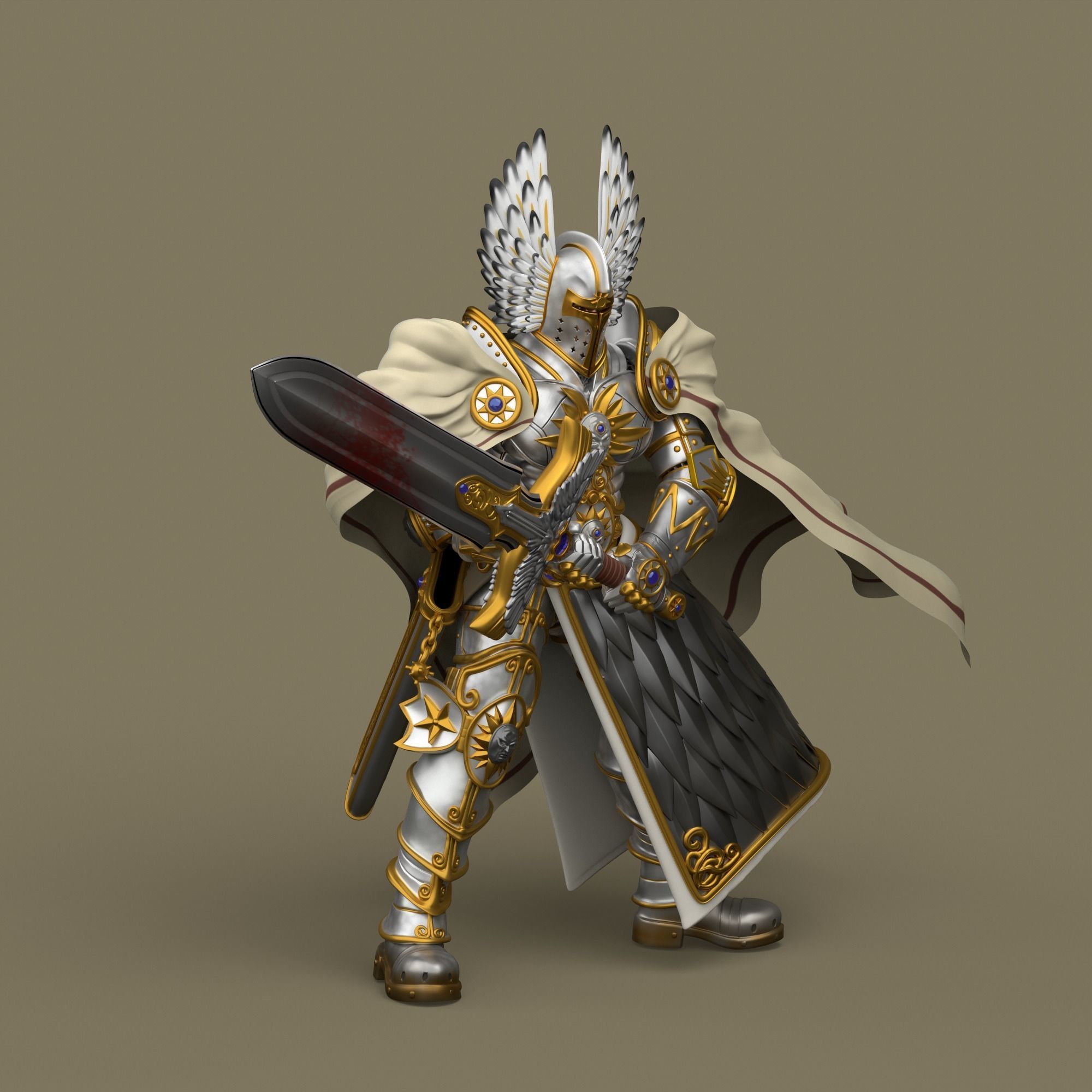Heroes 5 Nicolai Griffin title art Paladin model 3D print model_1