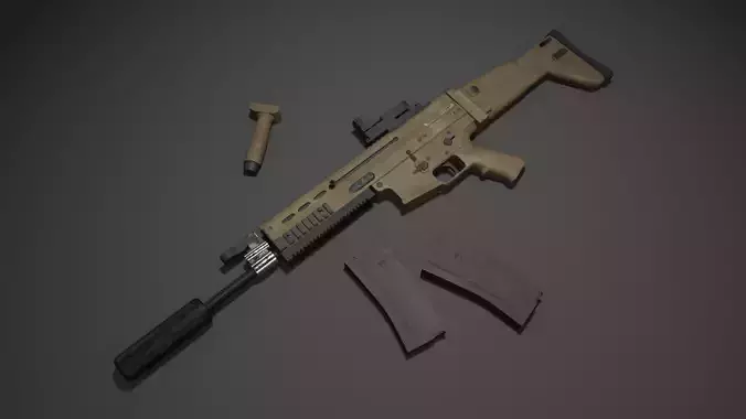 SCAR-H Assault Rifle Low-poly 3D model