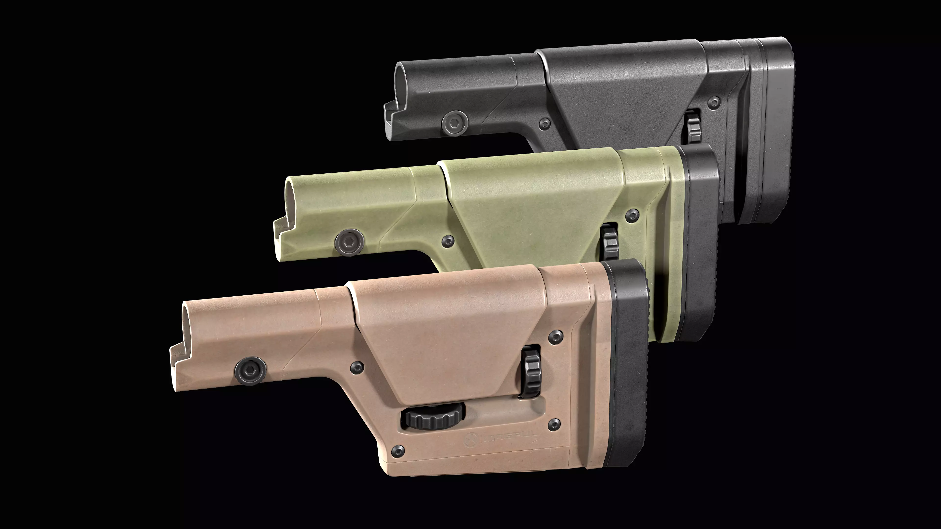 AR 15 stock Magpul PRS GEN3 Low-poly 3D model_0
