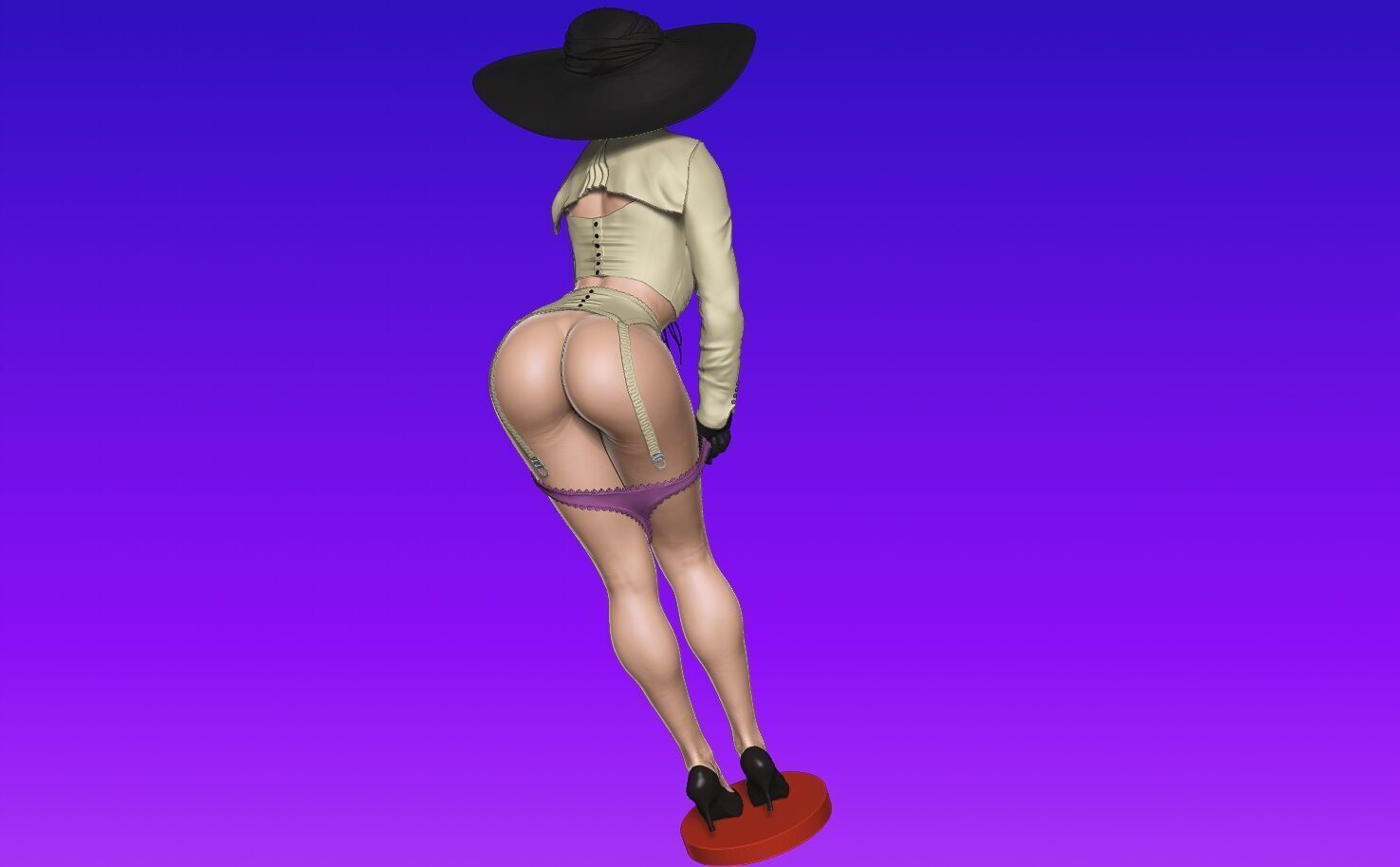 Lady Dimitrescu sexy pose undressing 3D print model_11