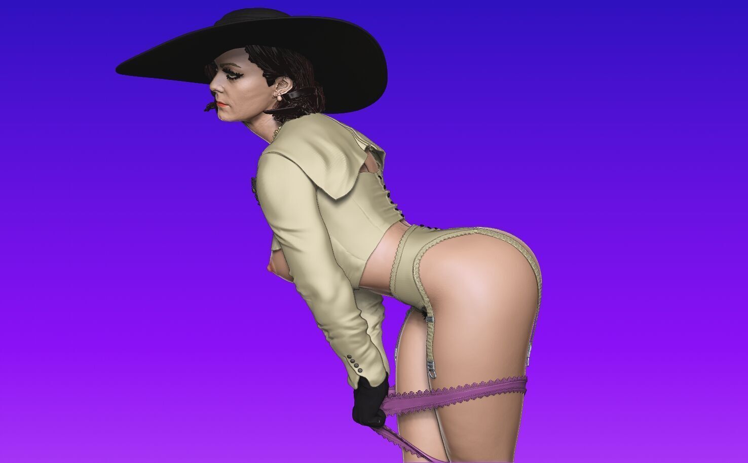 Lady Dimitrescu sexy pose undressing 3D print model_8