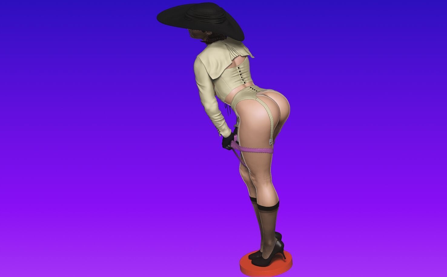 Lady Dimitrescu sexy pose undressing 3D print model_4
