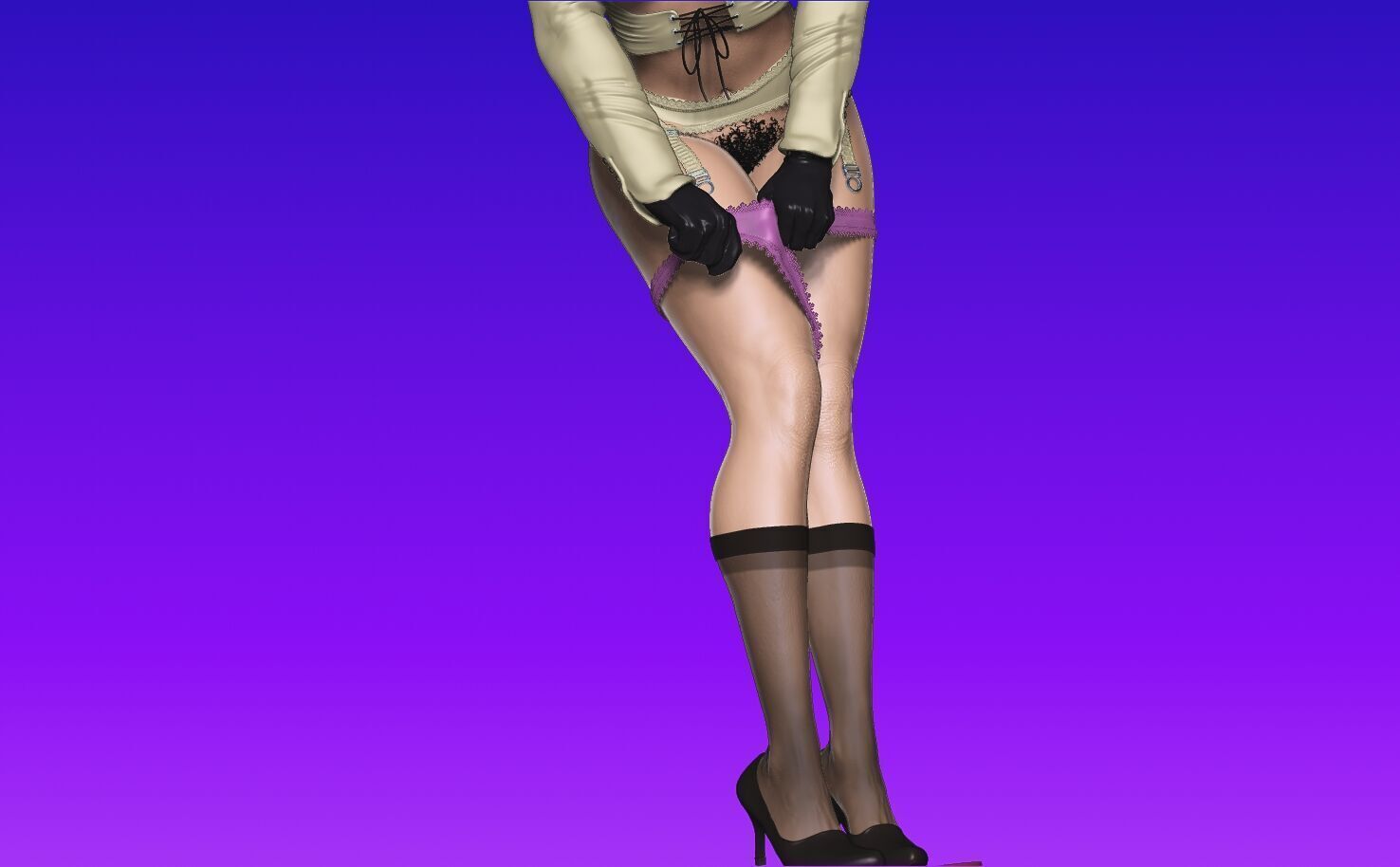 Lady Dimitrescu sexy pose undressing 3D print model_19