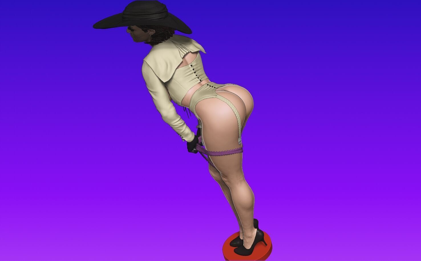 Lady Dimitrescu sexy pose undressing 3D print model_10