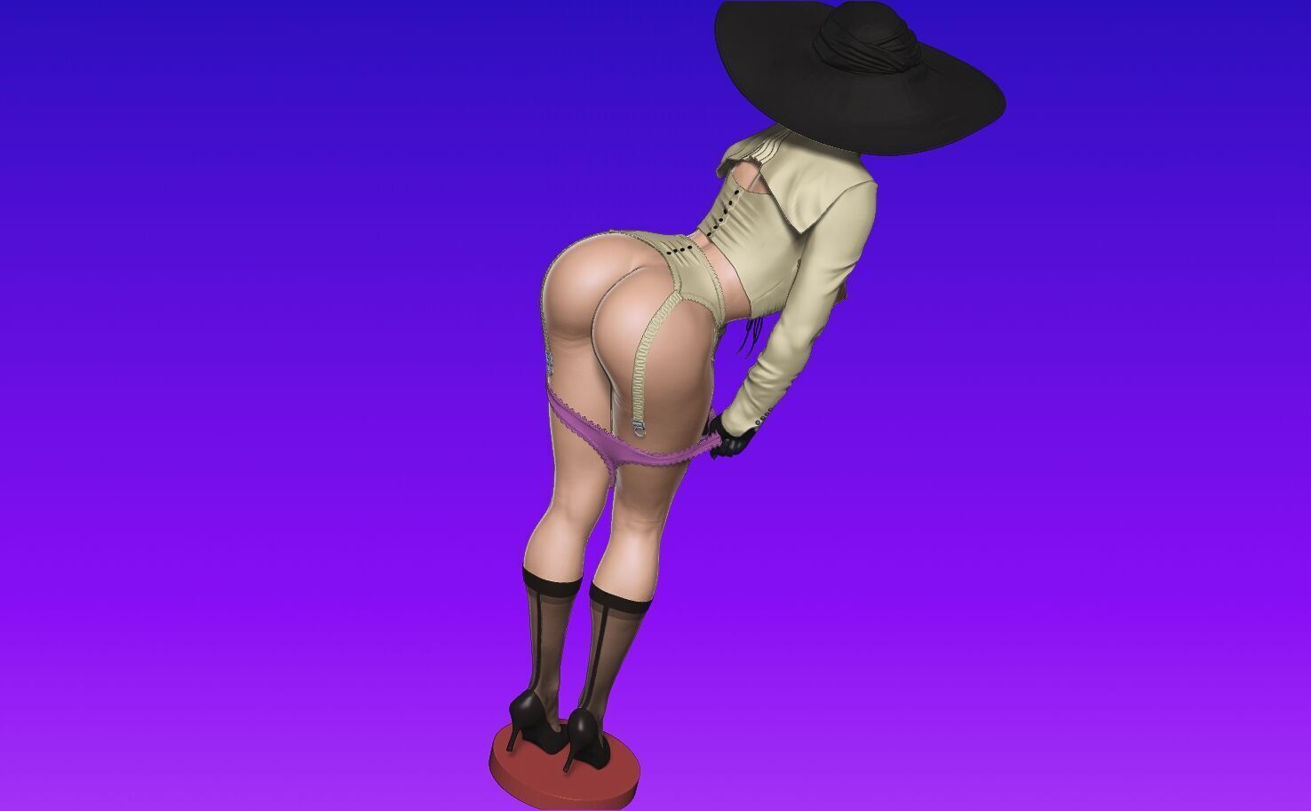 Lady Dimitrescu sexy pose undressing 3D print model_15