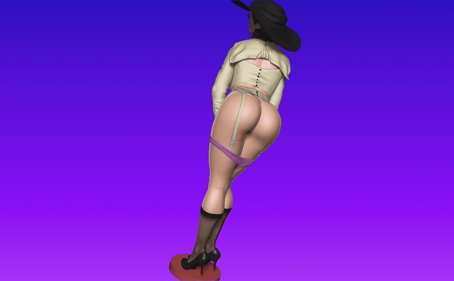 Lady Dimitrescu sexy pose undressing 3D print model_13