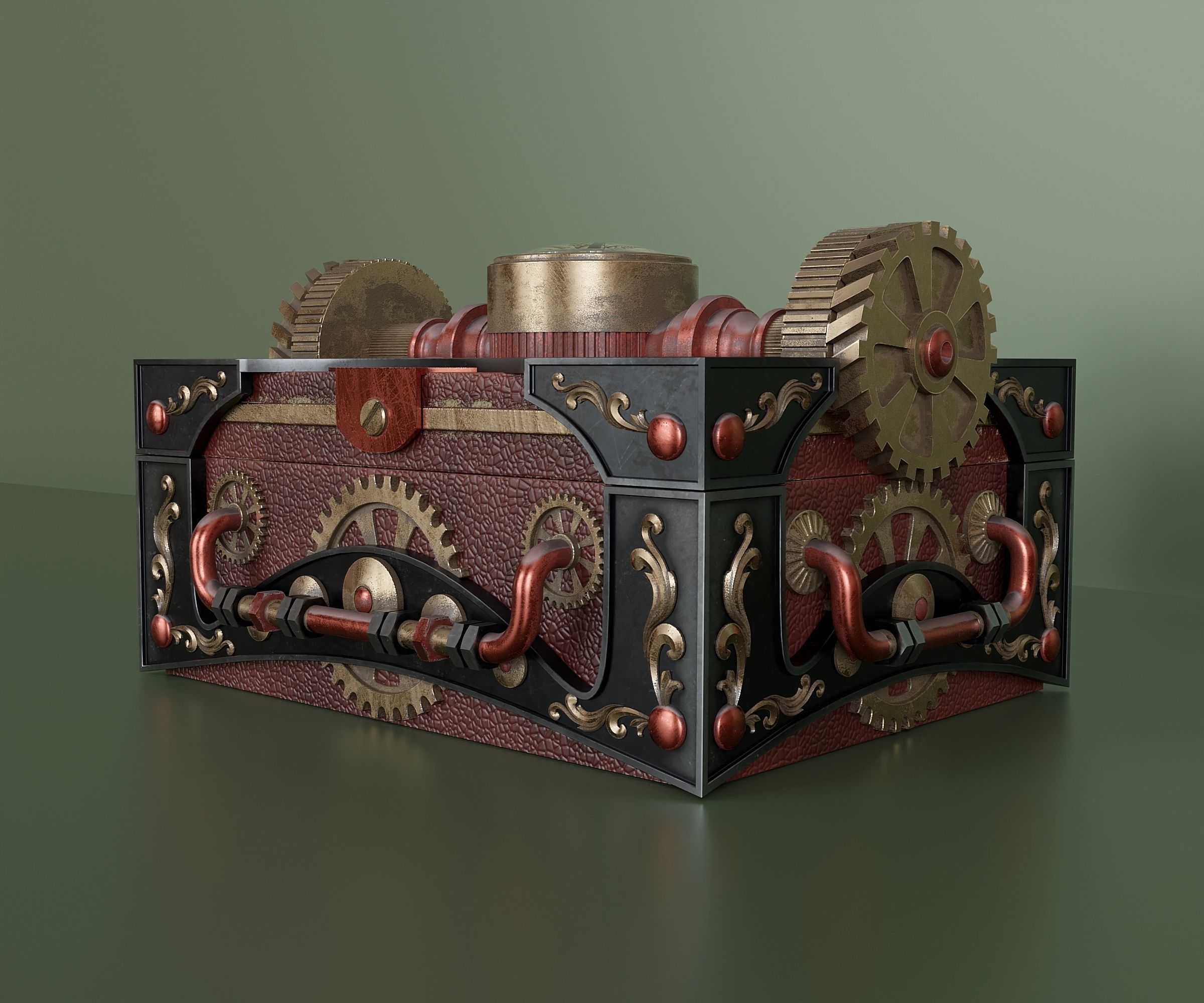 Steampunk style box 017 3D model_2