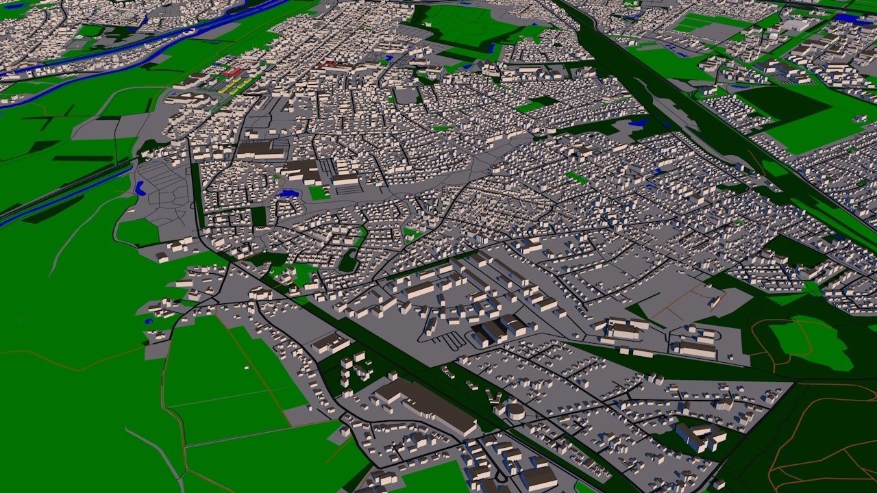 Oldenburg 15x15km 3D City Map 3D model_1
