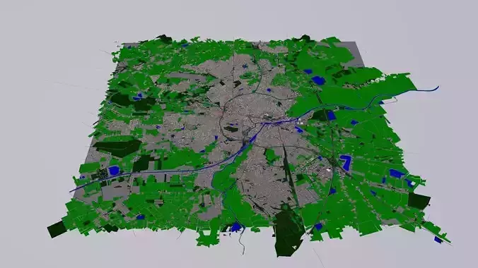 Oldenburg 15x15km 3D City Map 3D model
