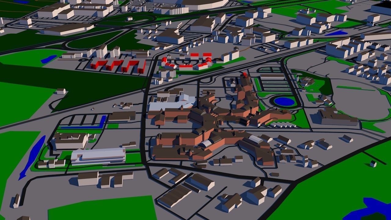 Oldenburg 15x15km 3D City Map 3D model_7