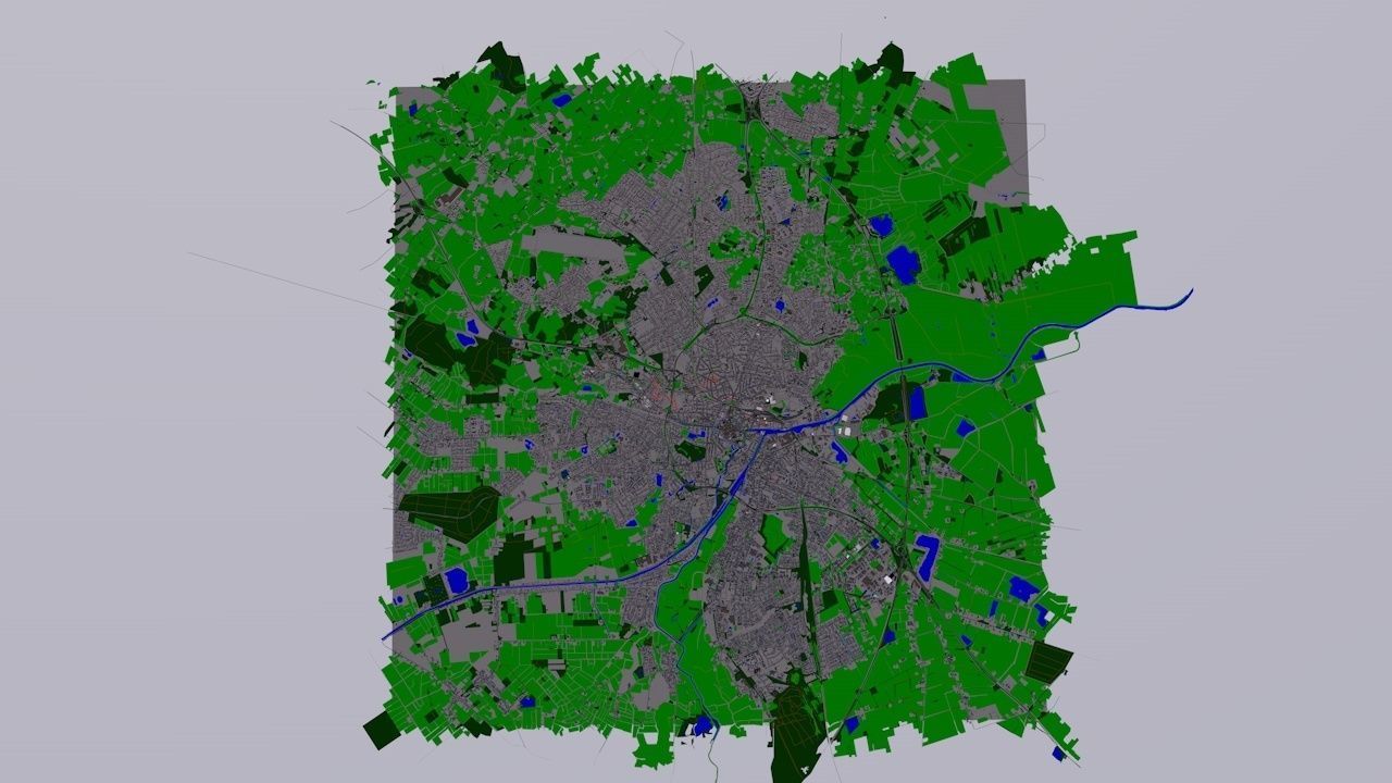 Oldenburg 15x15km 3D City Map 3D model_8