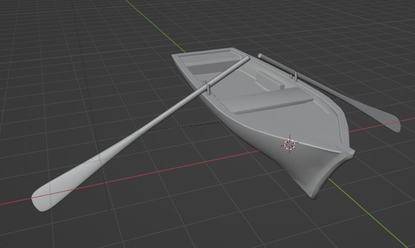 rowing boat Low-poly 3D model_1
