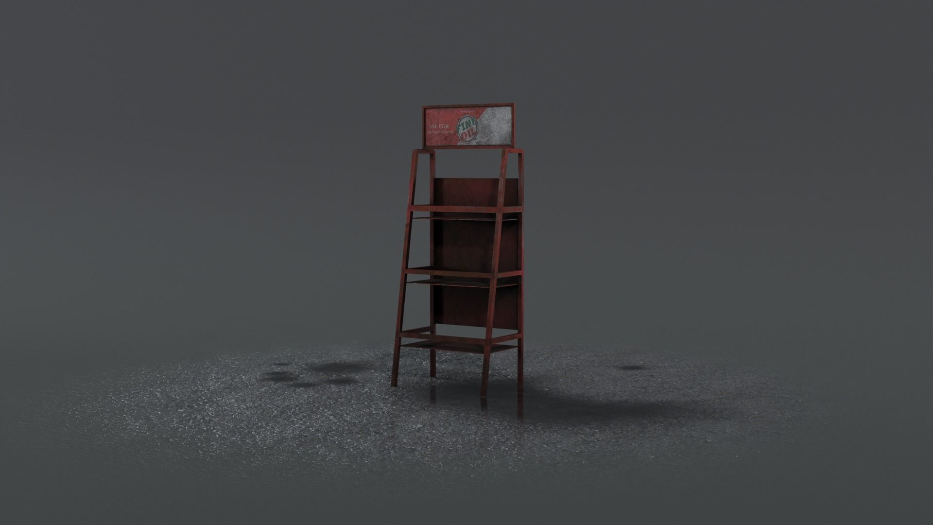 Motor Oil Stand Shelf Rack only - 3 Variants  New-Old-Aged Low-poly 3D model_10