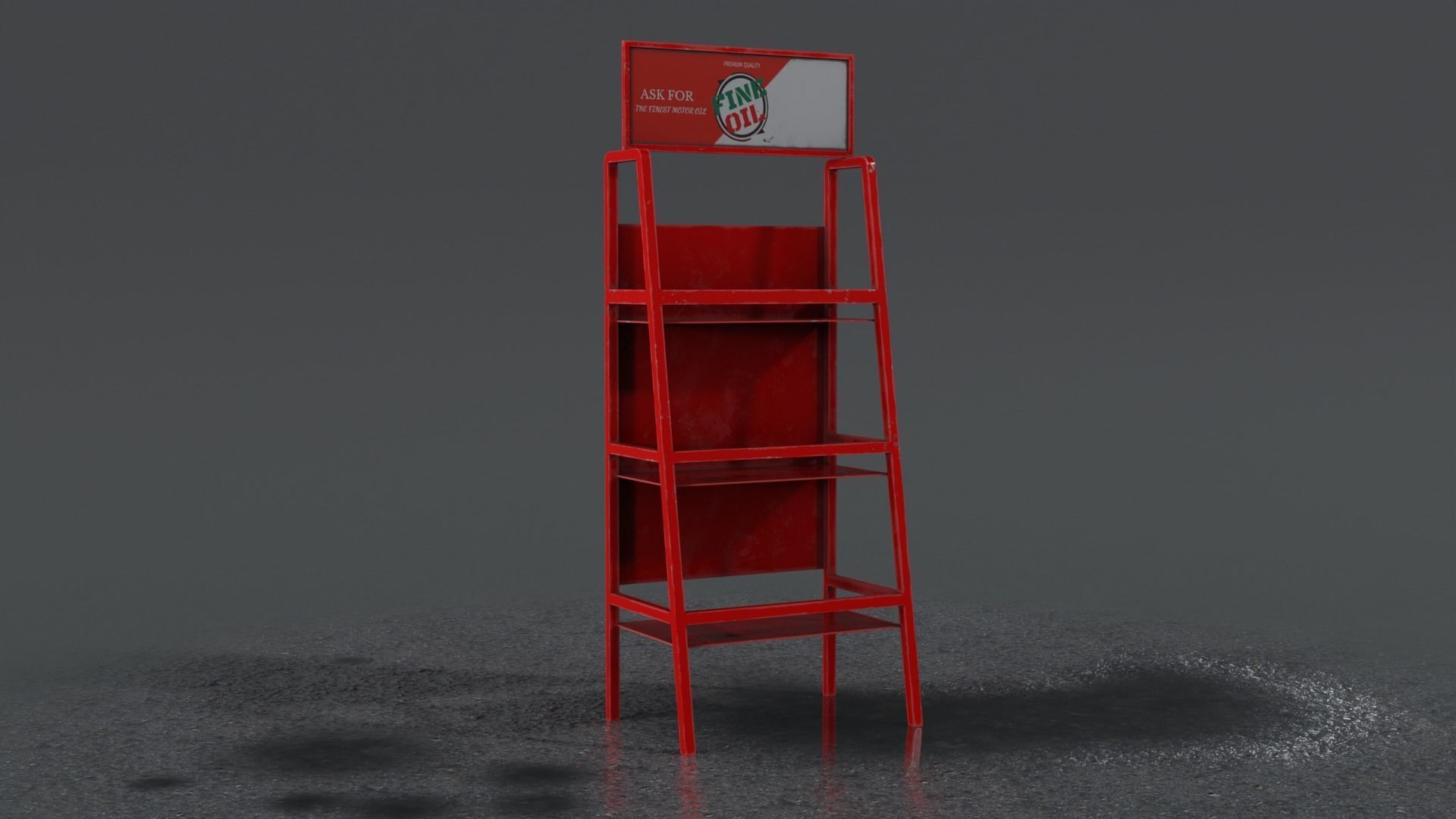 Motor Oil Stand Shelf Rack only - 3 Variants  New-Old-Aged Low-poly 3D model_23