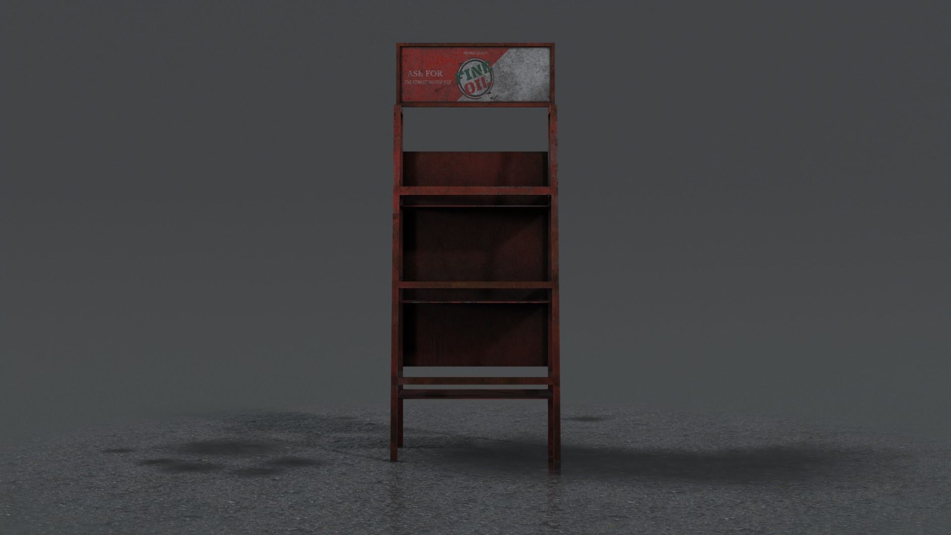 Motor Oil Stand Shelf Rack only - 3 Variants  New-Old-Aged Low-poly 3D model_15