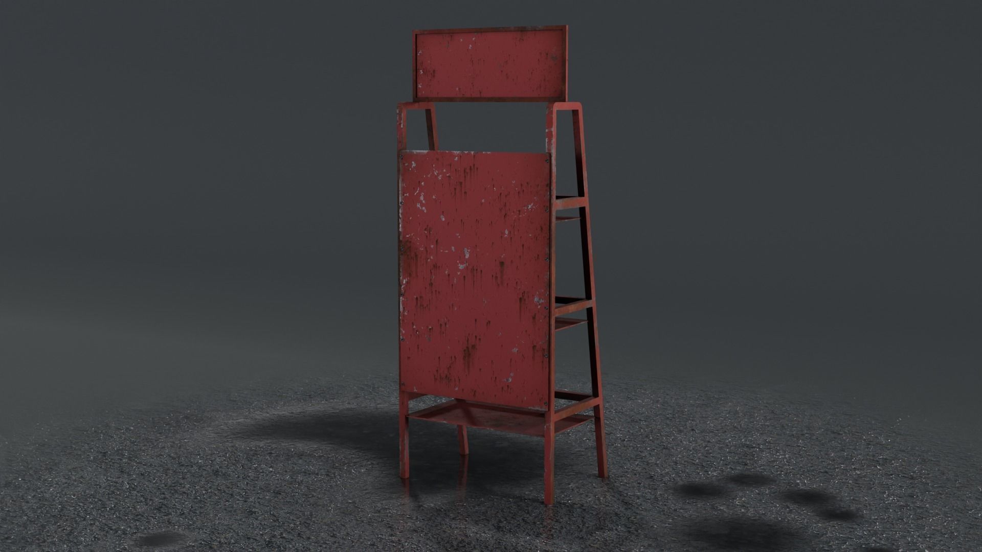 Motor Oil Stand Shelf Rack only - 3 Variants  New-Old-Aged Low-poly 3D model_19