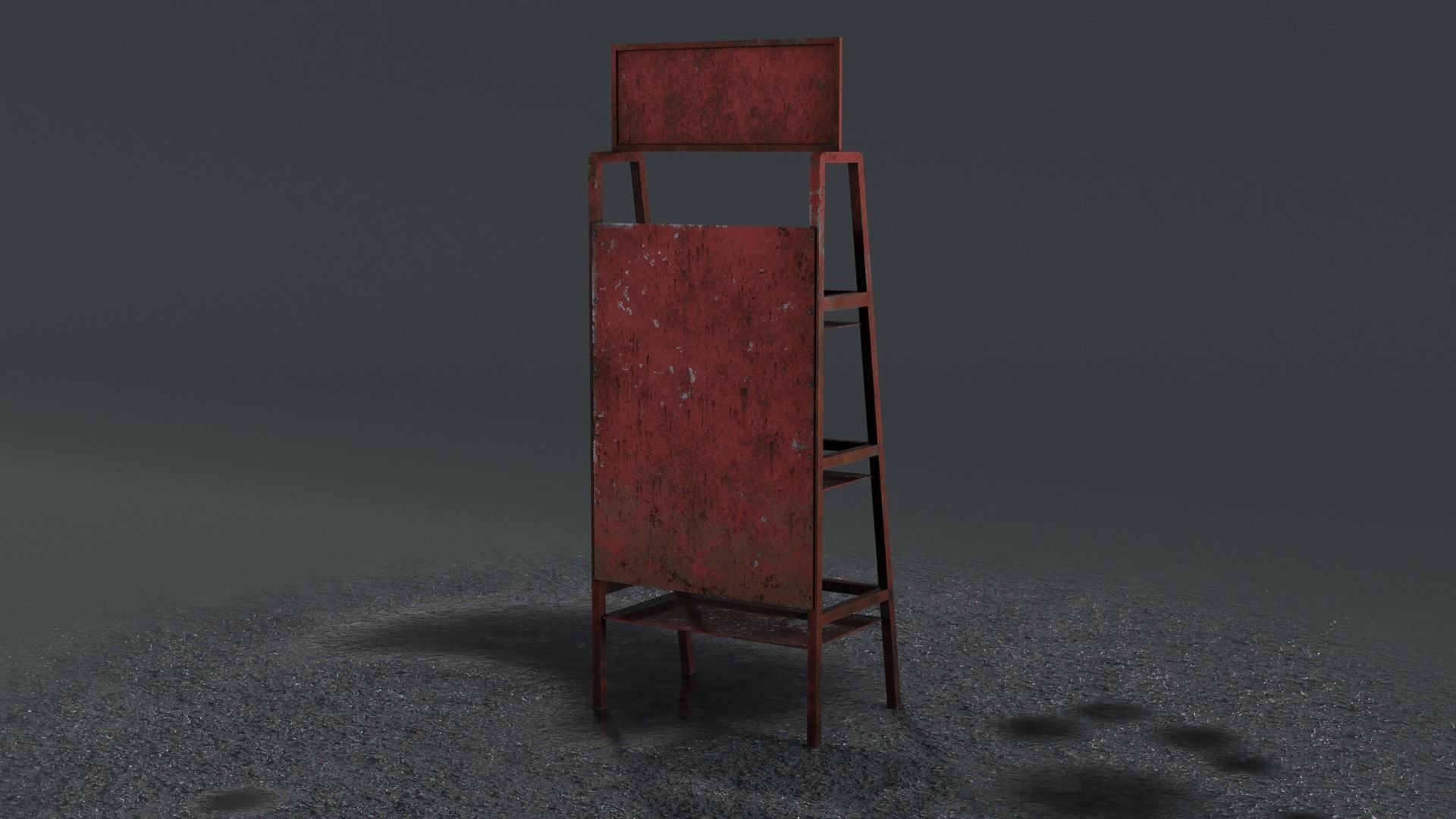 Motor Oil Stand Shelf Rack only - 3 Variants  New-Old-Aged Low-poly 3D model_20