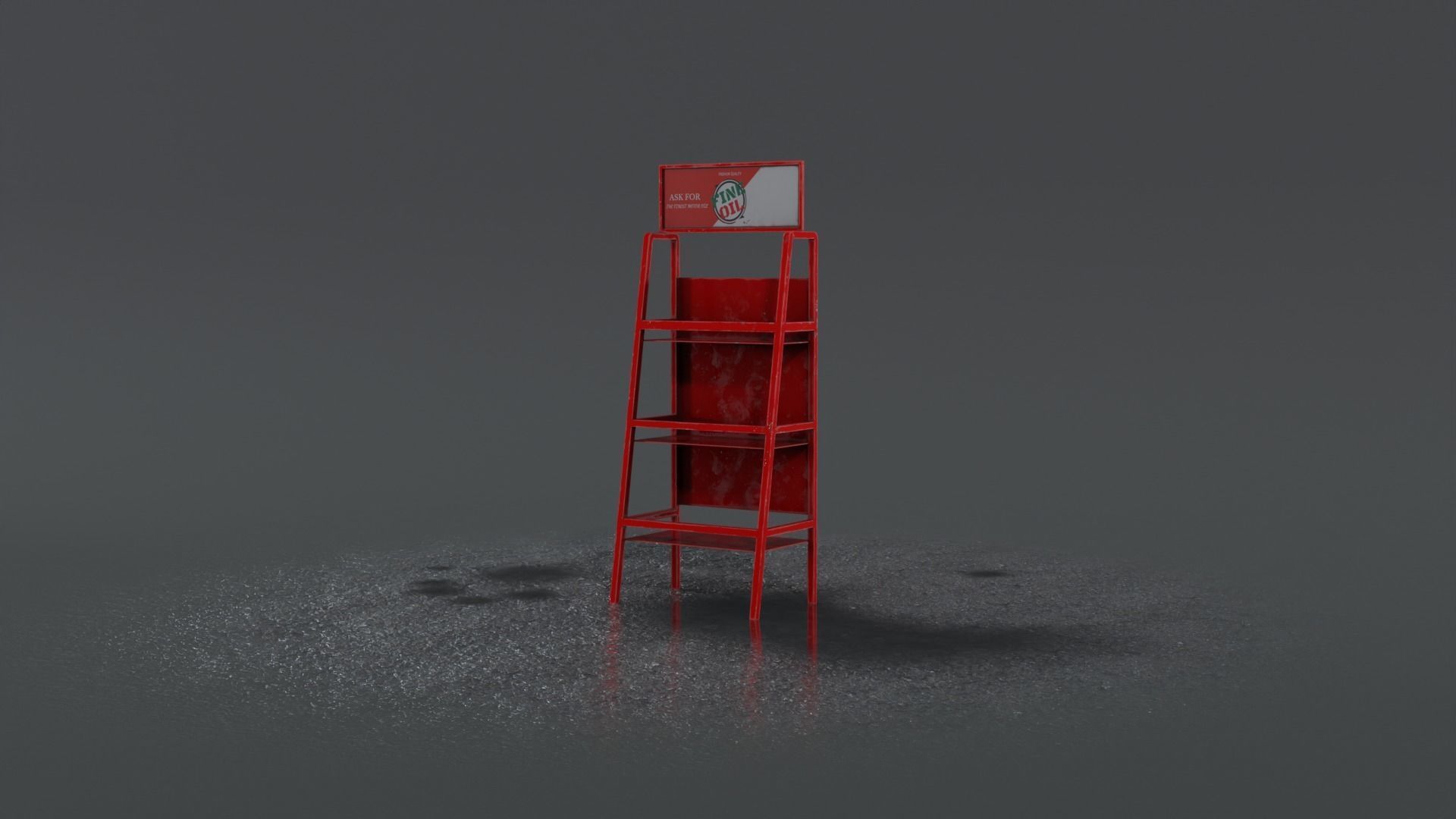 Motor Oil Stand Shelf Rack only - 3 Variants  New-Old-Aged Low-poly 3D model_8