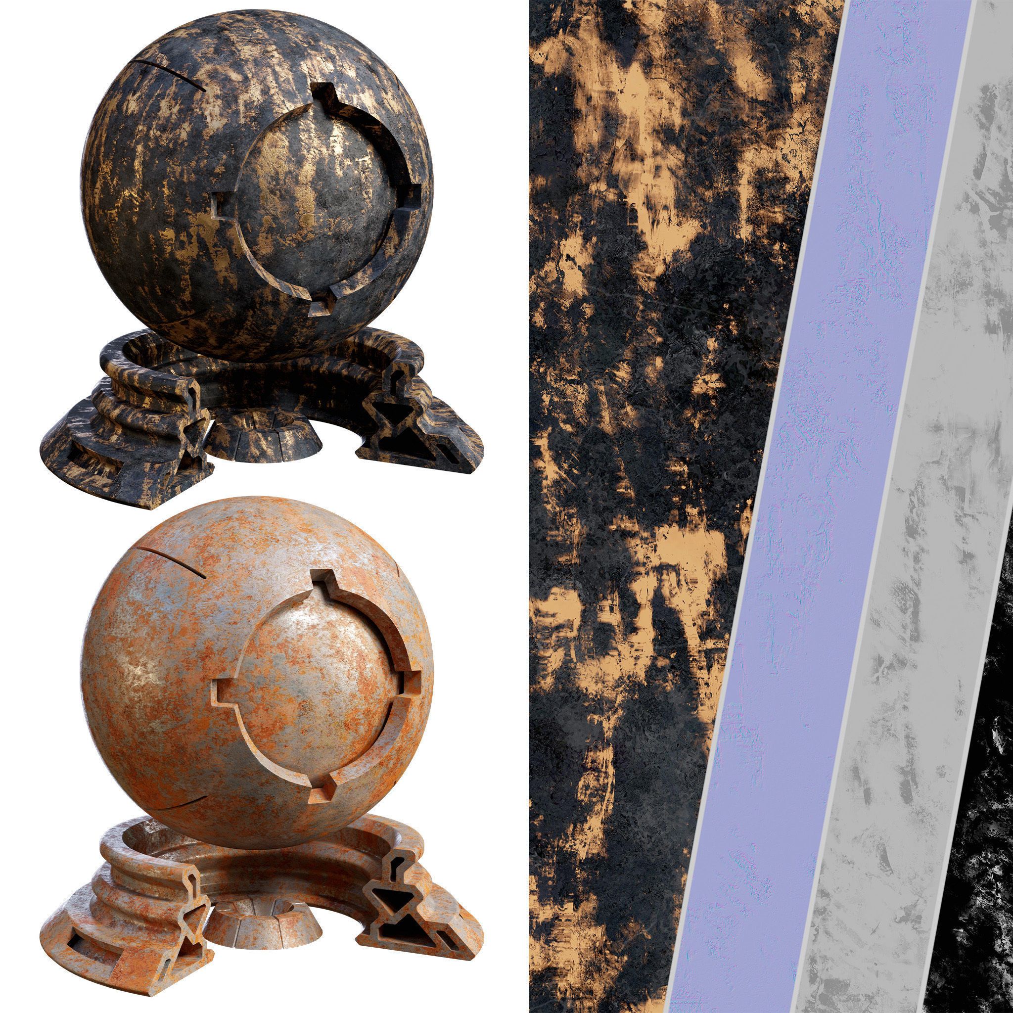 Plaster Patina Materials 05-06 - PBR - Seamless - 4k - SBSAR Low-poly 3D model_8