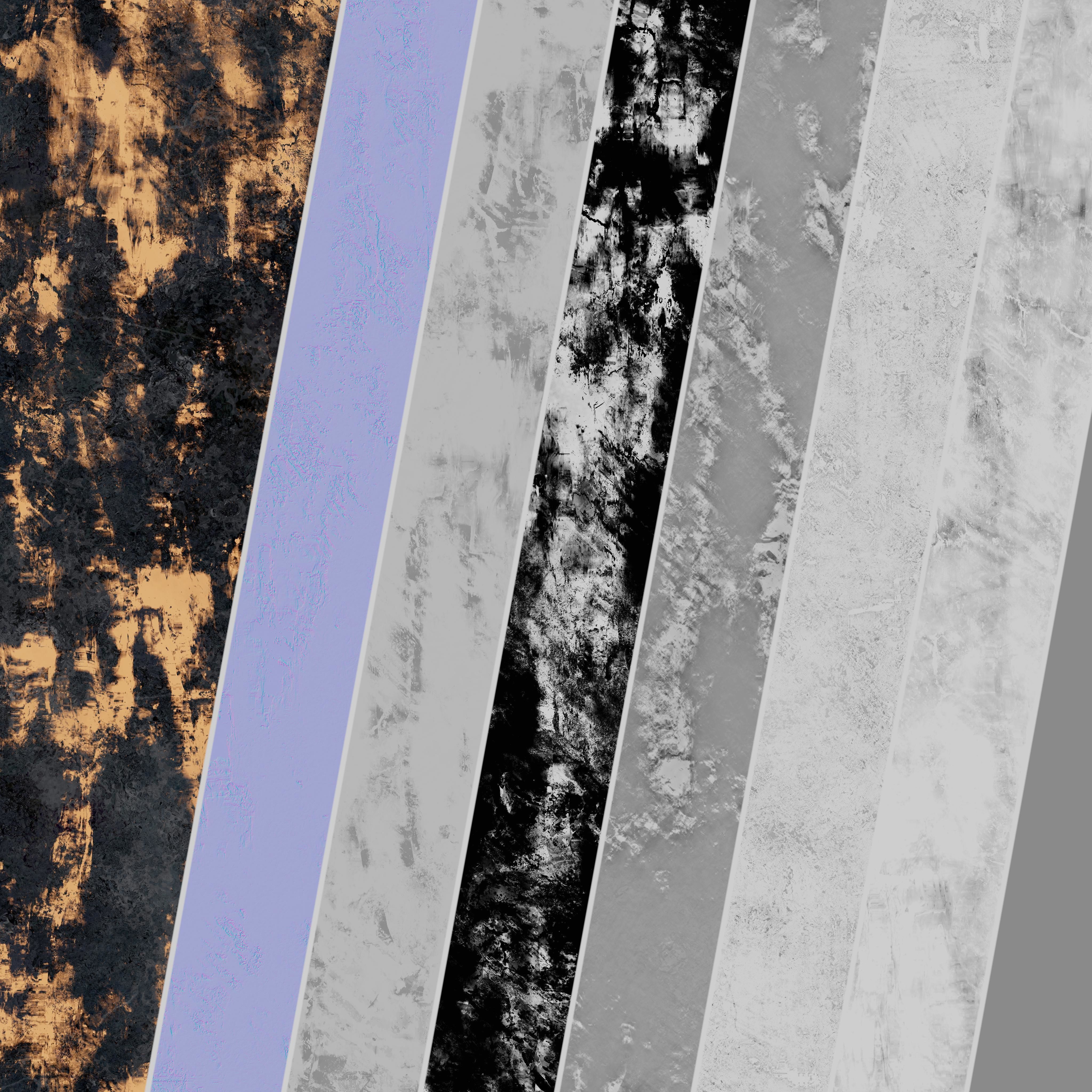 Plaster Patina Materials 05-06 - PBR - Seamless - 4k - SBSAR Low-poly 3D model_3