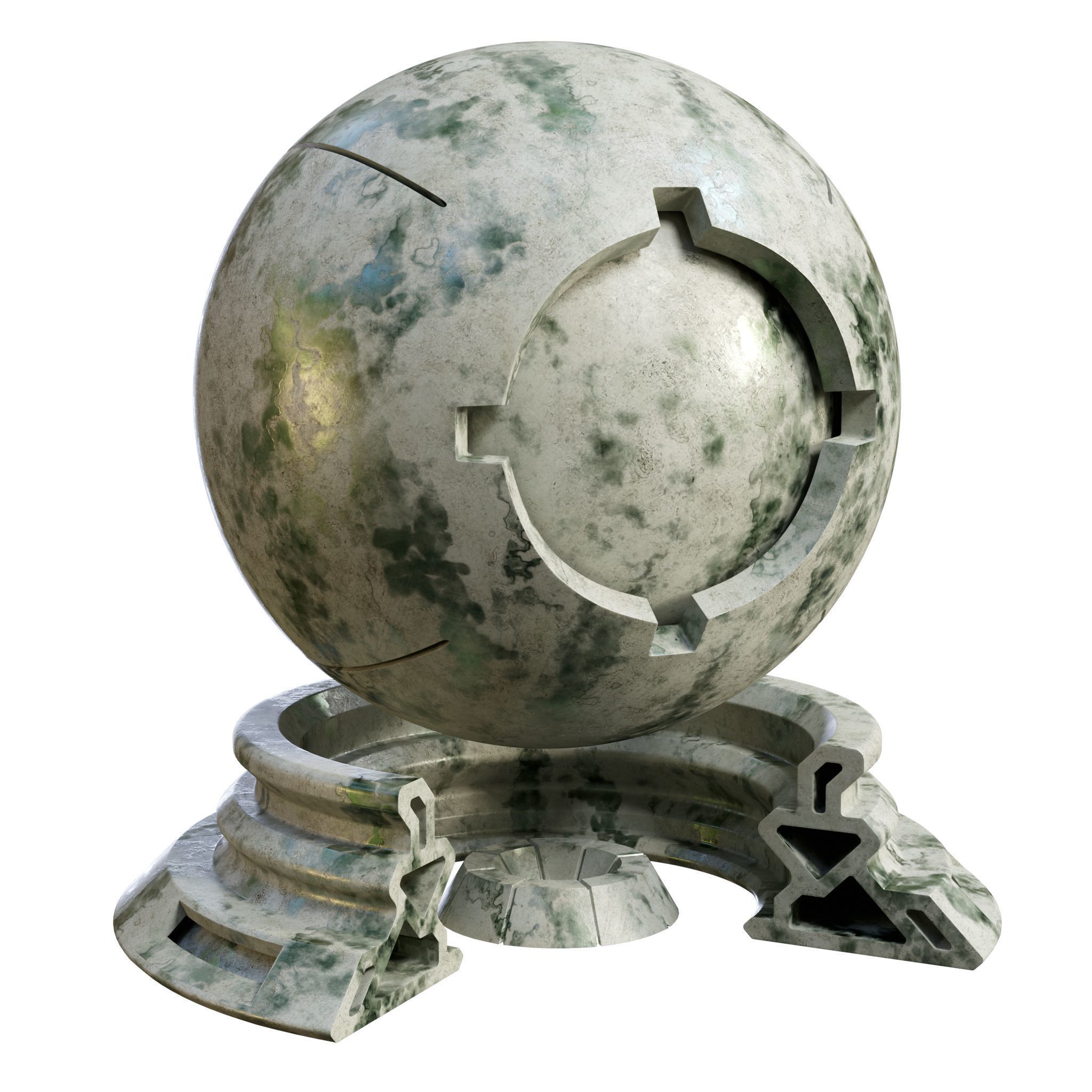 Plaster Patina Materials 07-08 - PBR - Seamless - 4k - SBSAR Low-poly 3D model_4