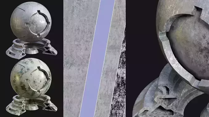 Plaster Patina Materials 07-08 - PBR - Seamless - 4k - SBSAR Low-poly 3D model