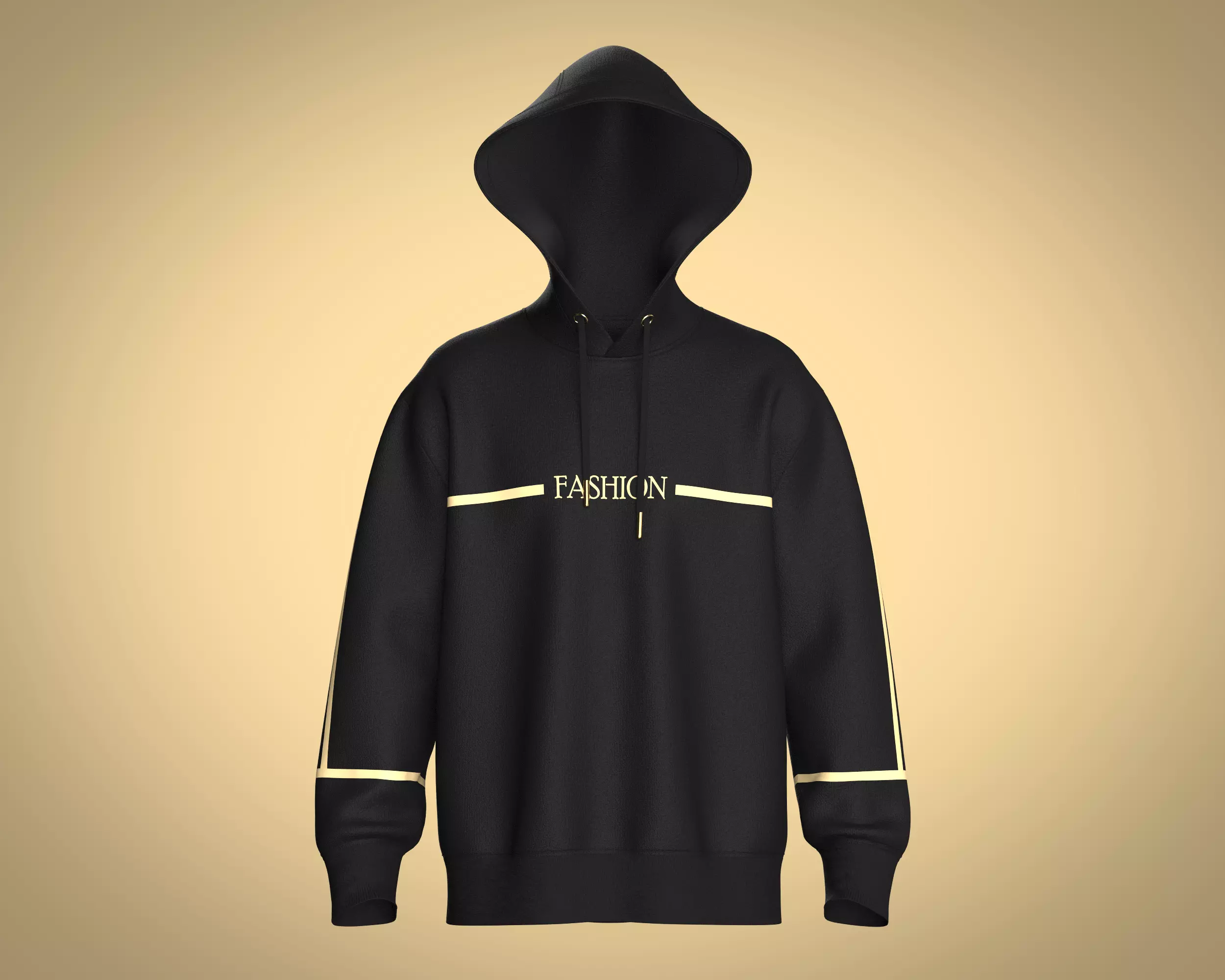 Mens Hoodie-Black And Gold 3D model_0