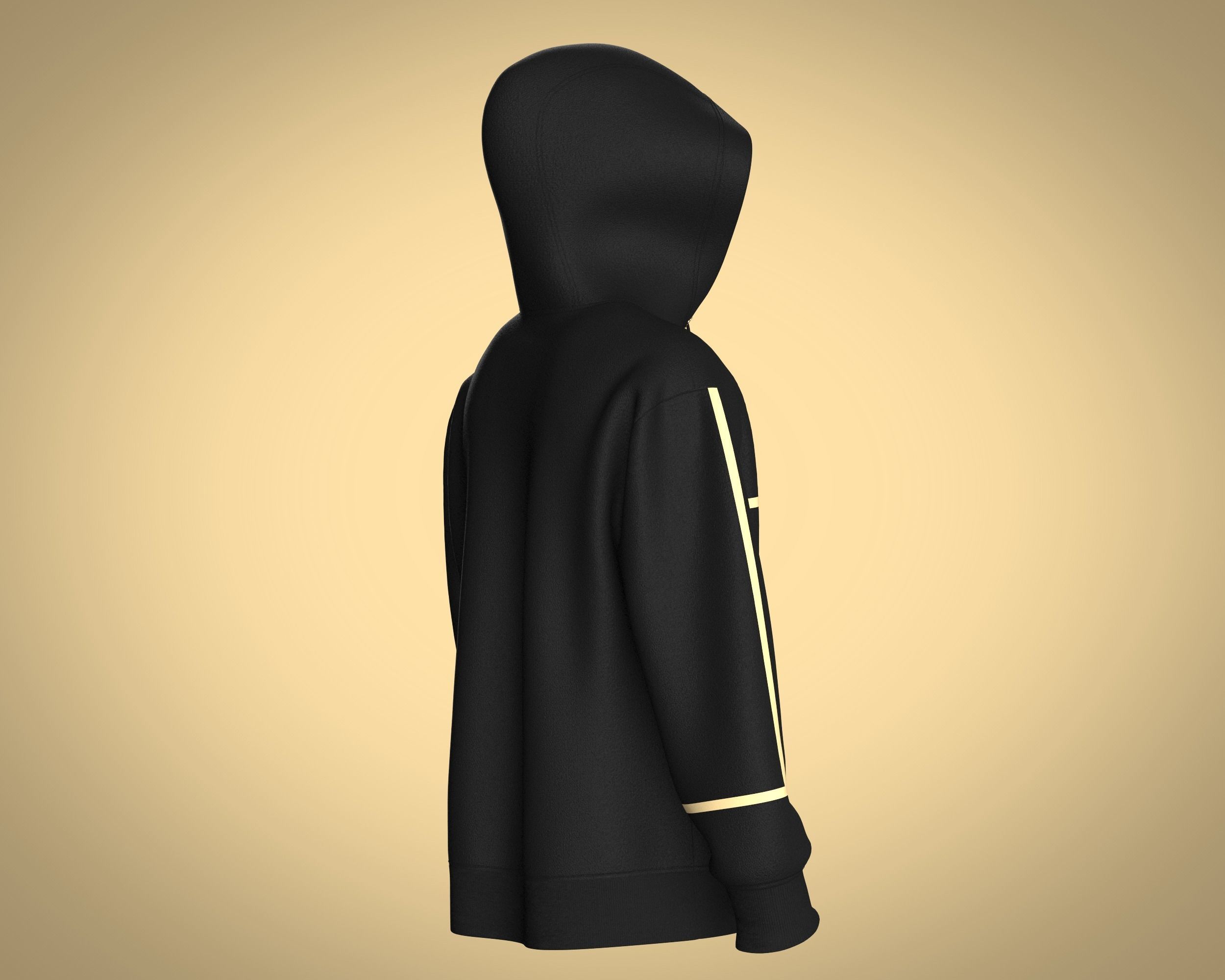Mens Hoodie-Black And Gold 3D model_3
