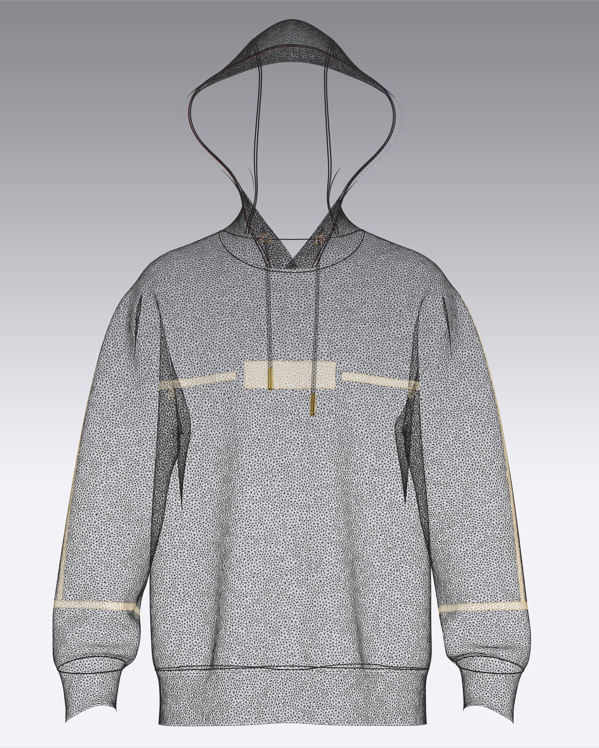 Mens Hoodie-Black And Gold 3D model_12