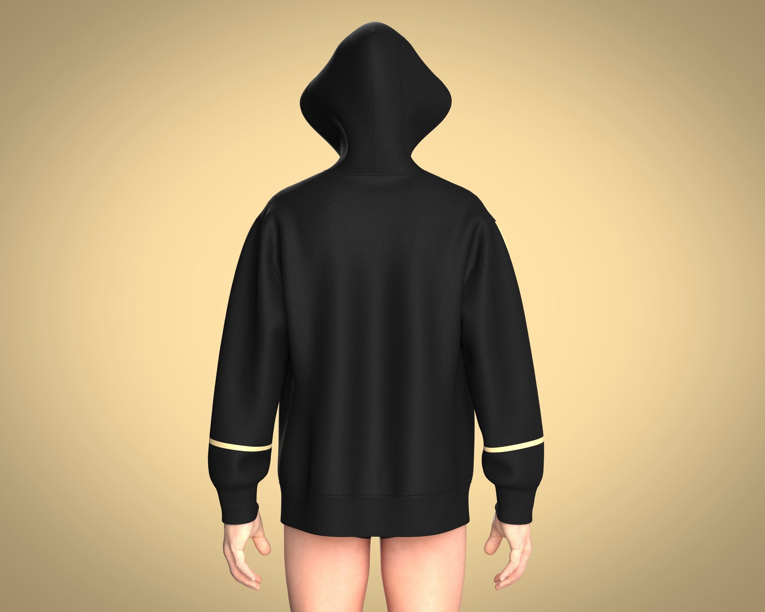 Mens Hoodie-Black And Gold 3D model_10