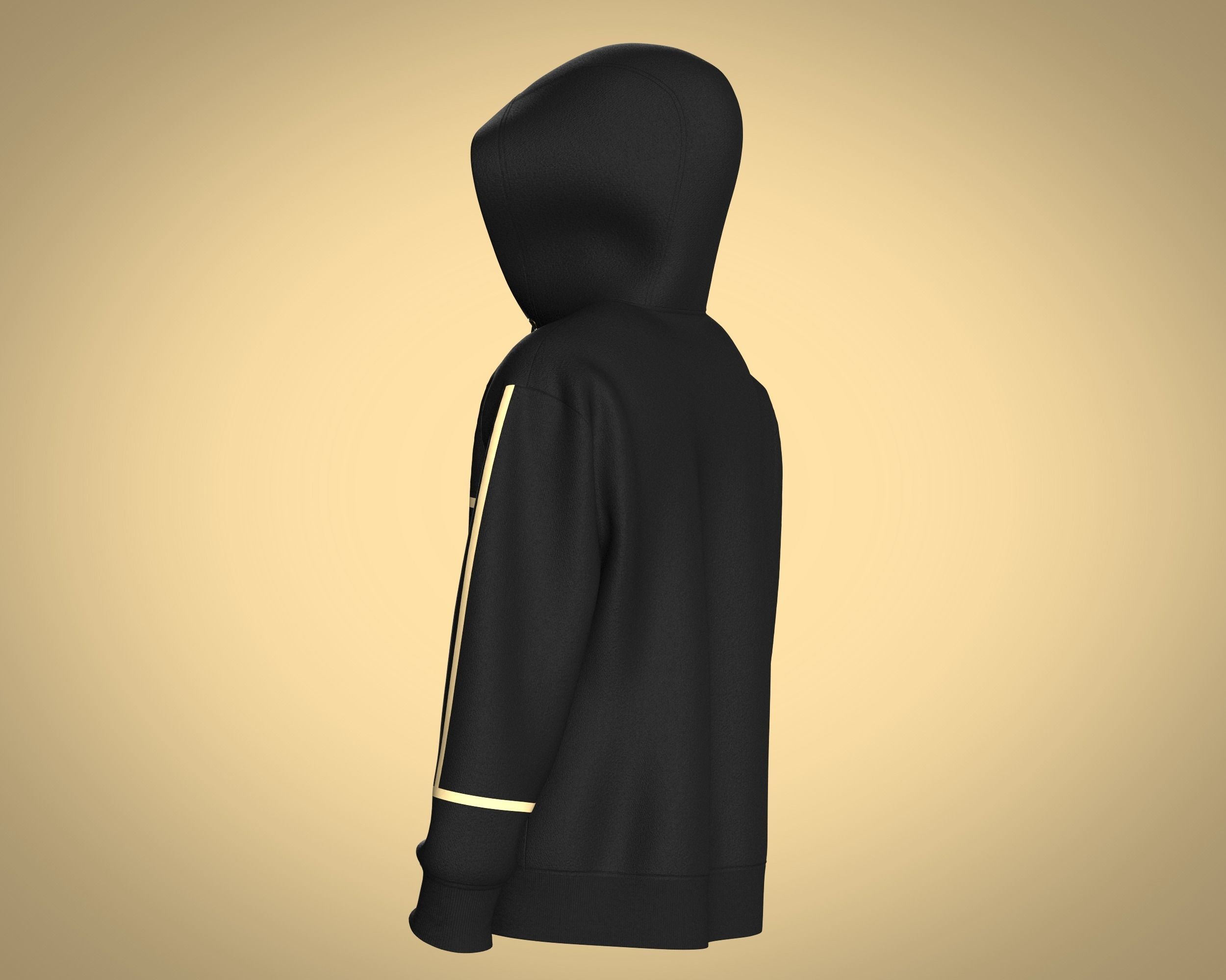 Mens Hoodie-Black And Gold 3D model_5